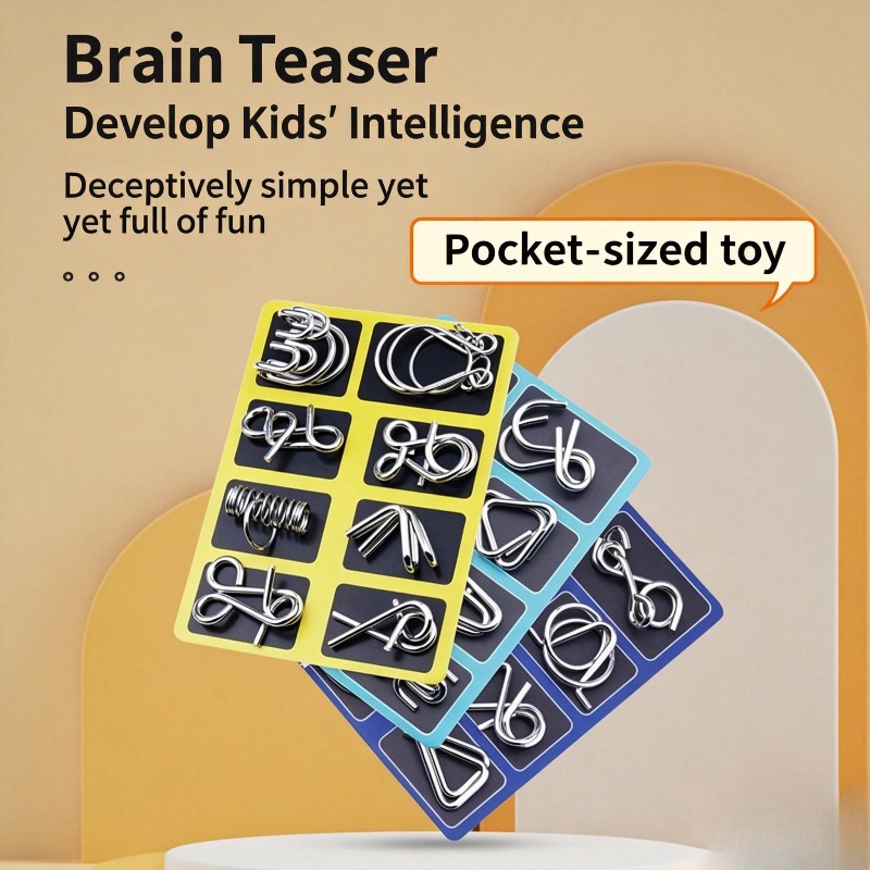 Party Games Quiz - 8 Buah Set Puzzle Logam Klasik