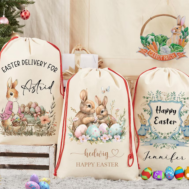 Party Games Egg - Tas Hadiah Kelinci Paskah dengan Nama