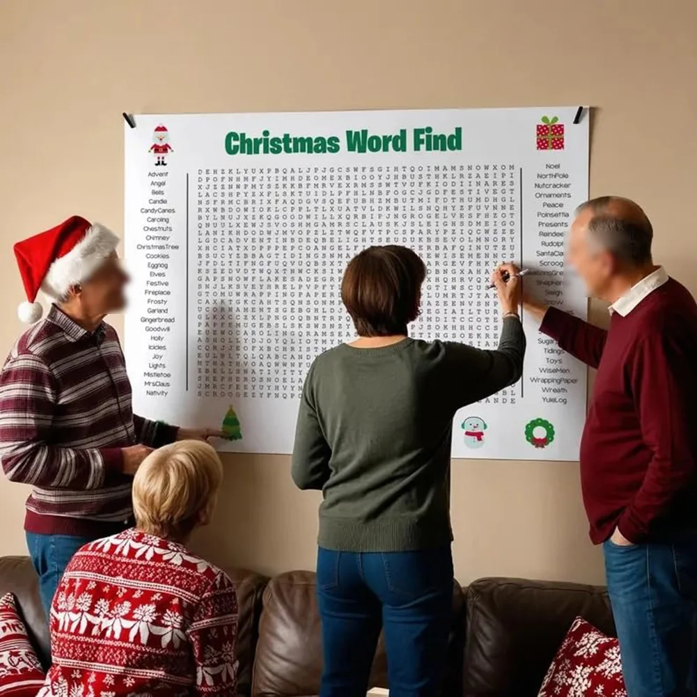 Party Games For Large Groups - Poster Permainan Cari Kata Natal Besar