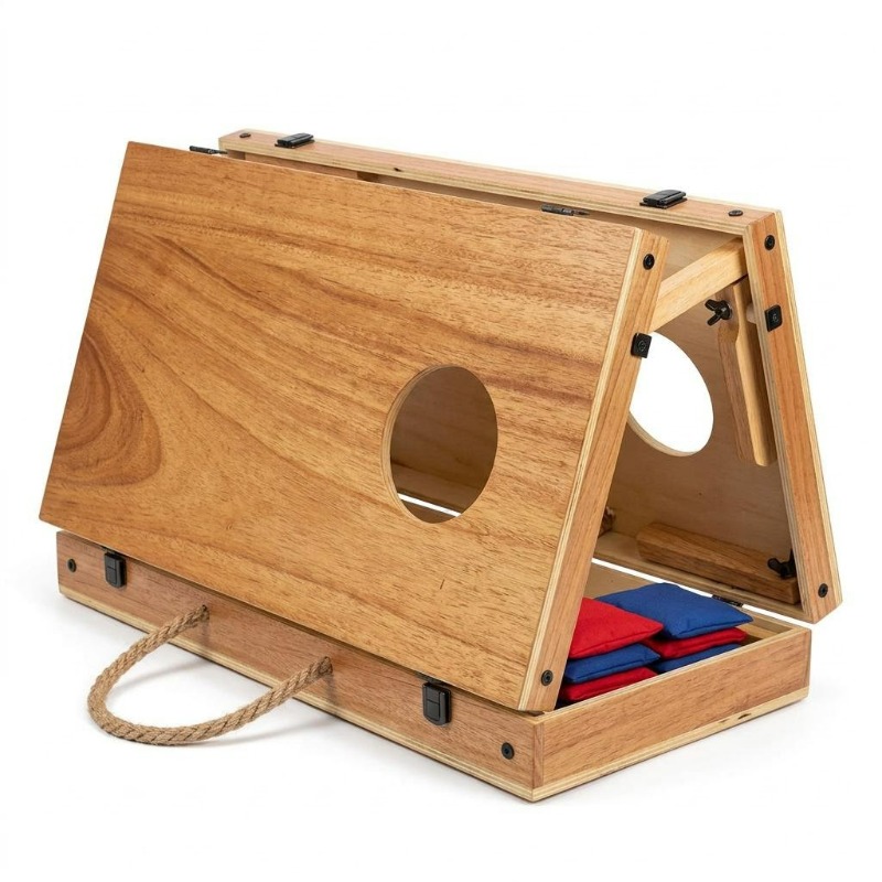 Cornhole Board Set - Set Papan Cornhole Kayu Lipat, Permainan