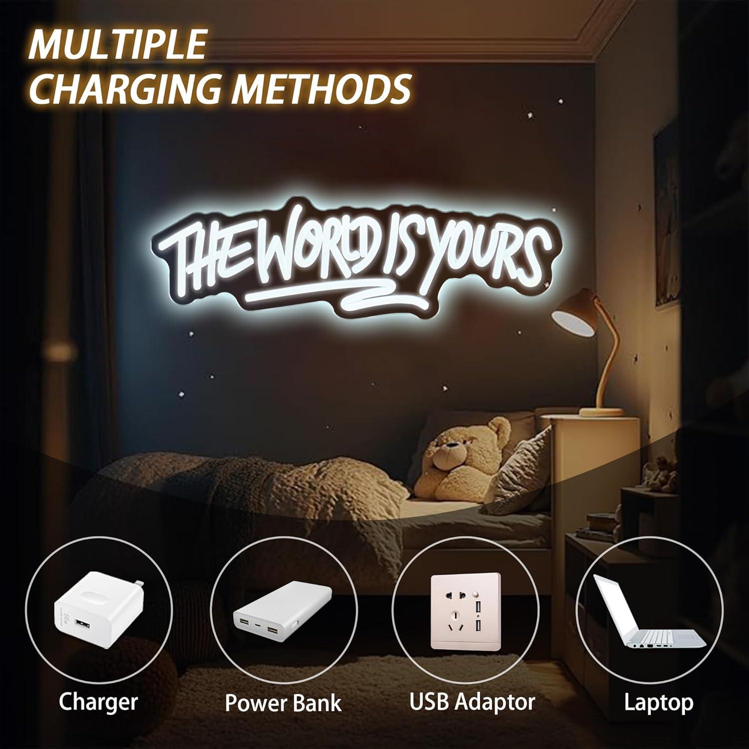 Lampu LED Neon Sign The World  - Party Games Birthday ulasan dan harga